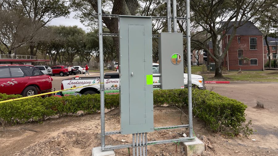 Meter and service rack on a commercial job